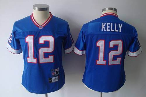Bills #12 Jim Kelly Light Blue Women's Throwback Team Color Stitched NFL Jersey - Click Image to Close